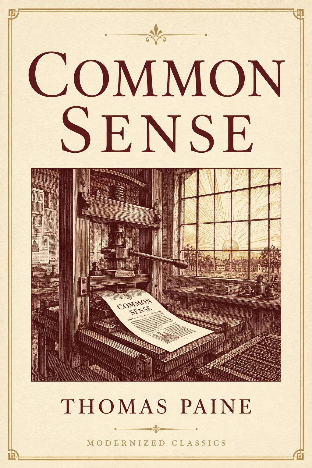 Common Sense by Thomas Paine, a redesigned illustrated cover.