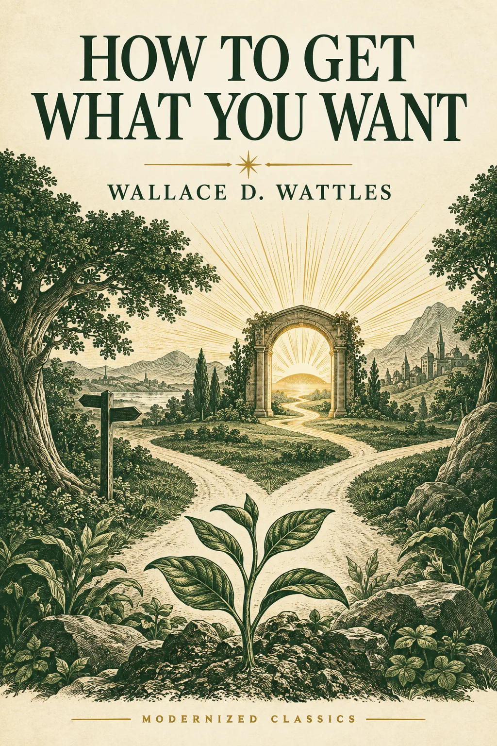 Illustrated cover of How to Get What You Want by Wallace D. Wattles.
