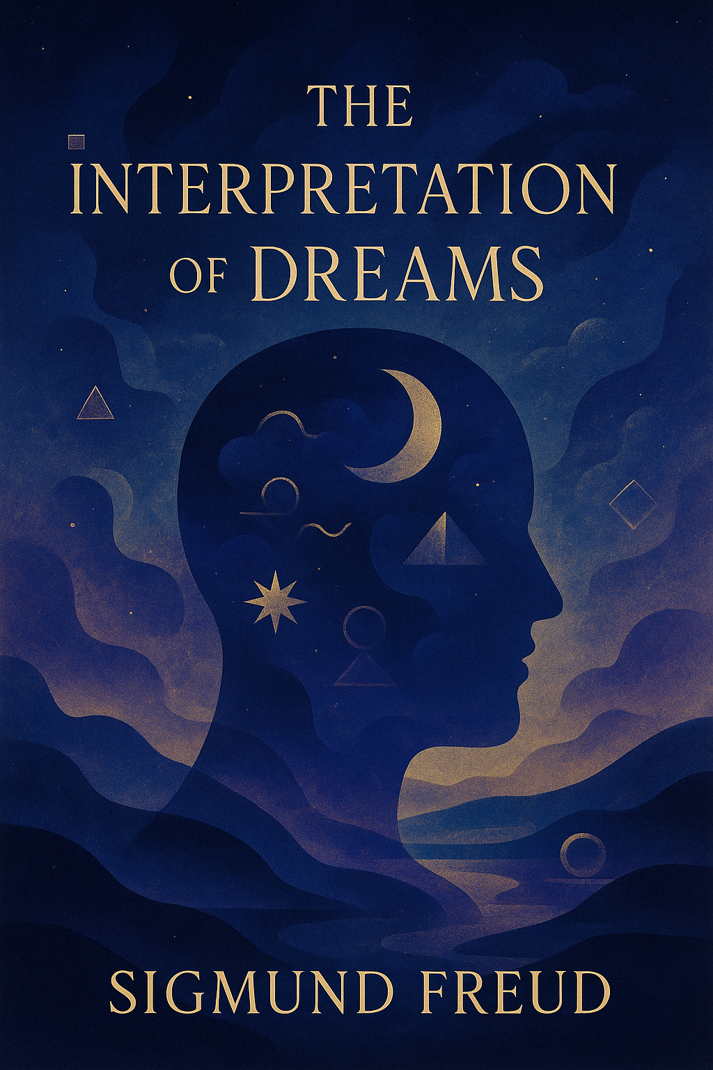 Cover art for The Interpretation of Dreams, featuring modernized imagery of the unconscious mind and dream symbolism