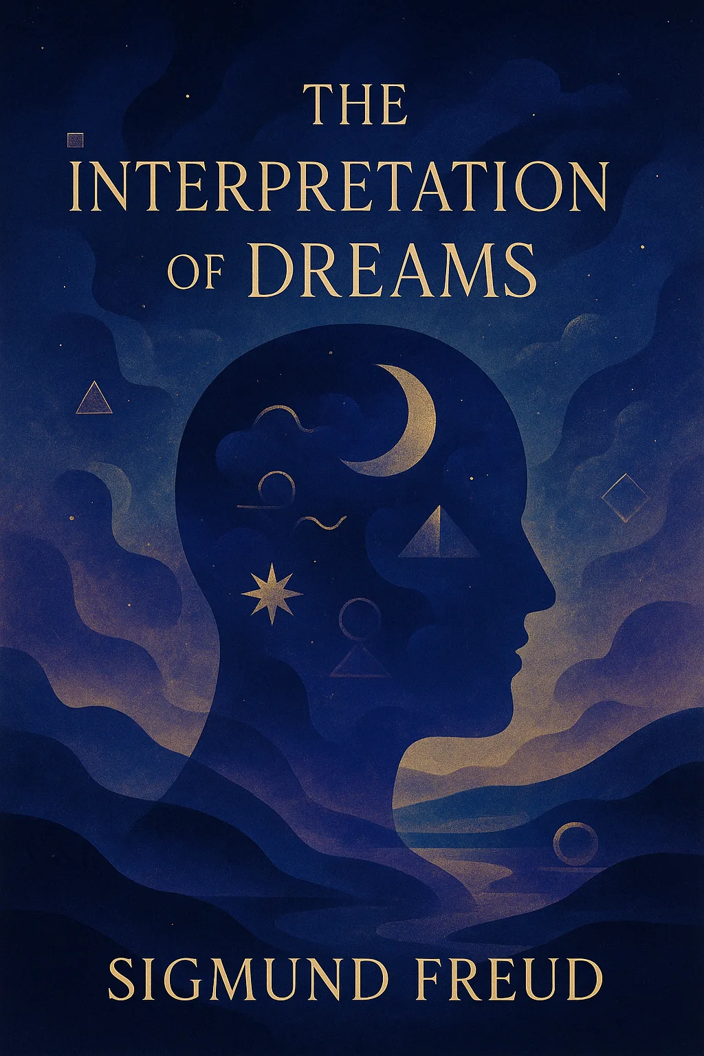 Cover art for The Interpretation of Dreams, featuring modernized imagery of the unconscious mind and dream symbolism
